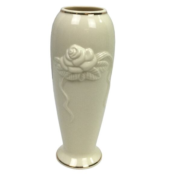 Lennox Other - Vintage Lennox Collections Rose Blossom 24 Karat Gold Trim Cream 7" Vase